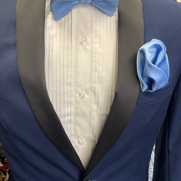 Navy with Black Shawl Lapel Tux Jacket Slim Stretch fit size 38 Reg NWT - Picture 3 of 4